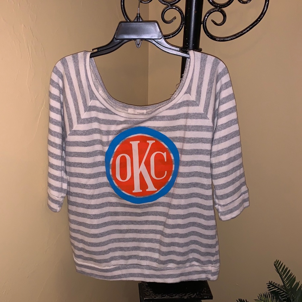 OKC Thunder Gray/White Stripe Sweatshirt - Sz Lg